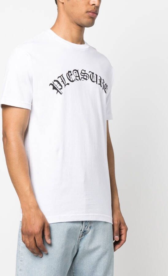 Pleasures T-shirt met logoprint Wit