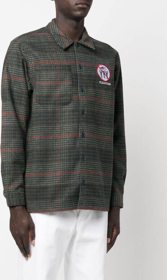 Pleasures Overhemd met logopatch Groen