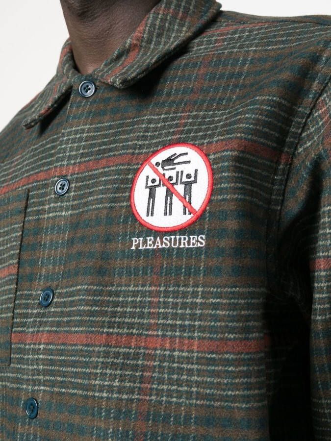 Pleasures Overhemd met logopatch Groen