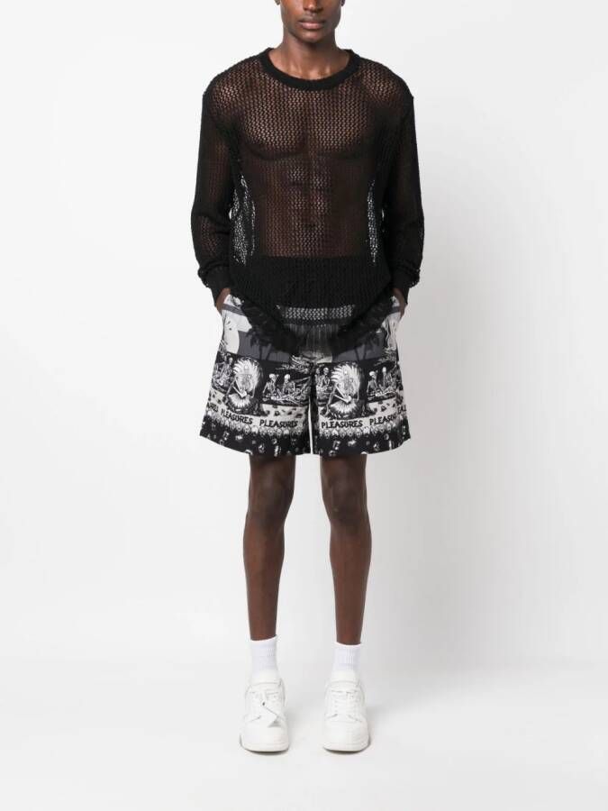 Pleasures Shorts met print Zwart