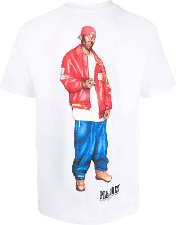 Pleasures T-shirt met tekst Wit