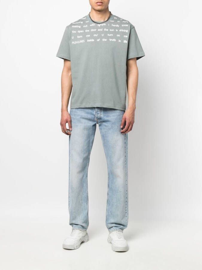 Pleasures T-shirt met grafische print Grijs