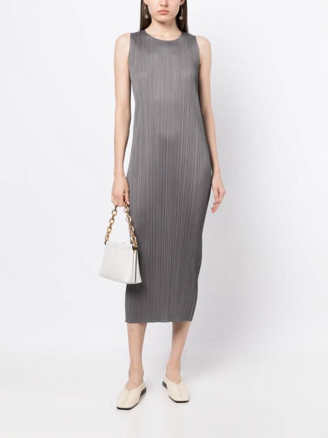 Pleats Please Issey Miyake Geplooide midi-jurk Grijs