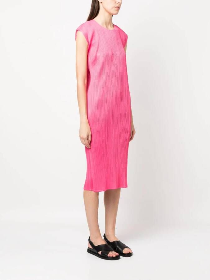 Pleats Please Issey Miyake Mouwloze mini-jurk Roze