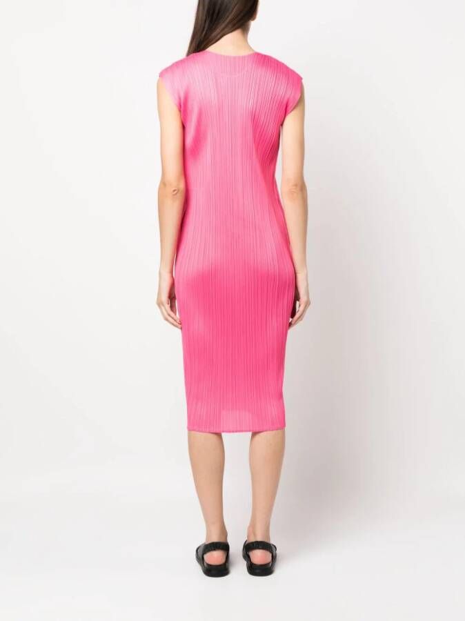 Pleats Please Issey Miyake Mouwloze mini-jurk Roze