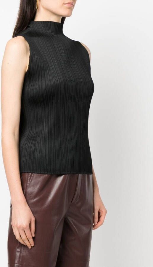 Pleats Please Issey Miyake Mouwloze top Zwart