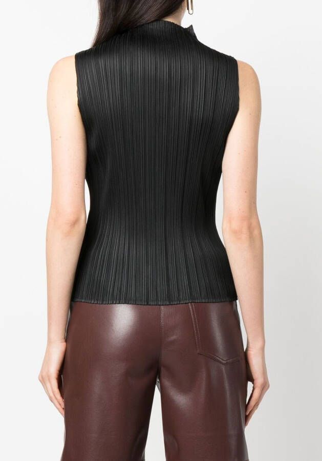 Pleats Please Issey Miyake Mouwloze top Zwart