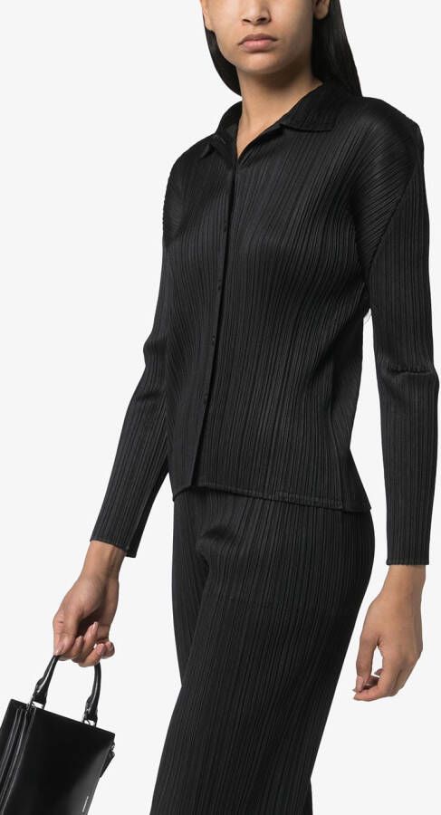 Pleats Please Issey Miyake Plissé shirt Zwart