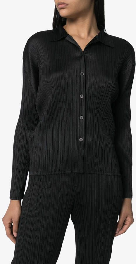 Pleats Please Issey Miyake Plissé shirt Zwart