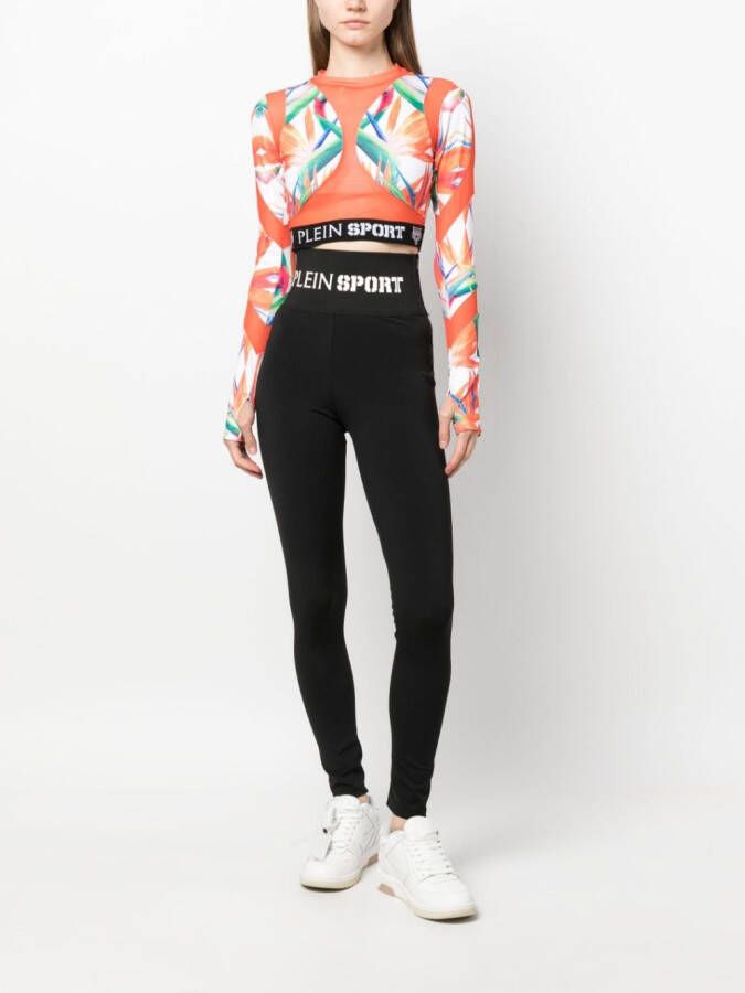 Plein Sport Top met bloemenprint Oranje