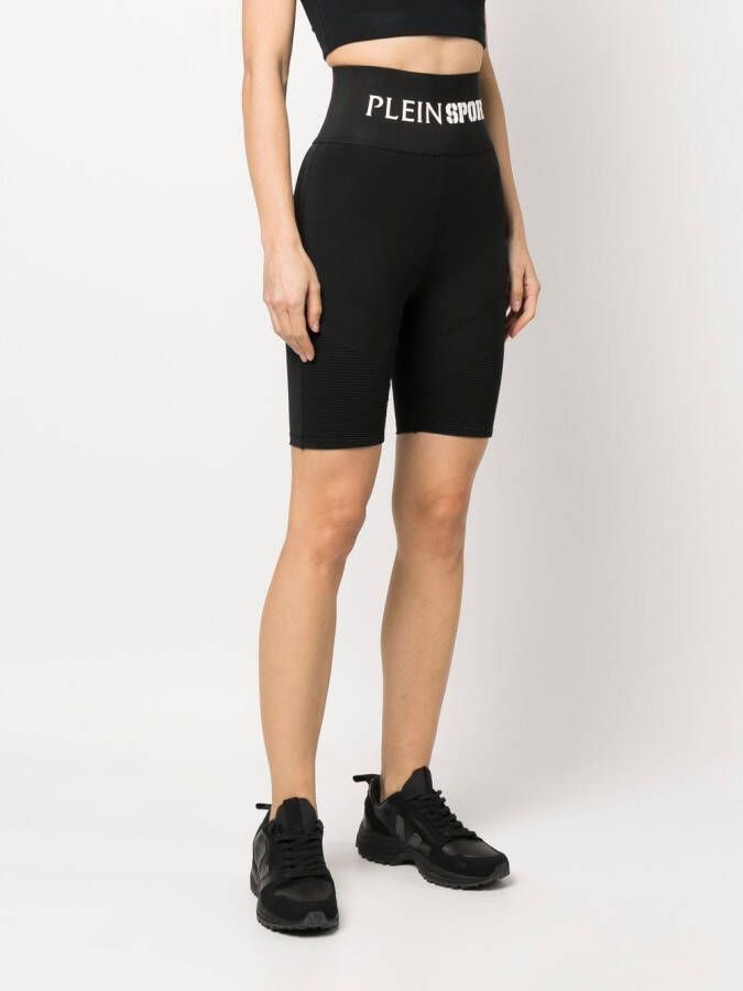 Plein Sport Fietsshorts met logoband Zwart