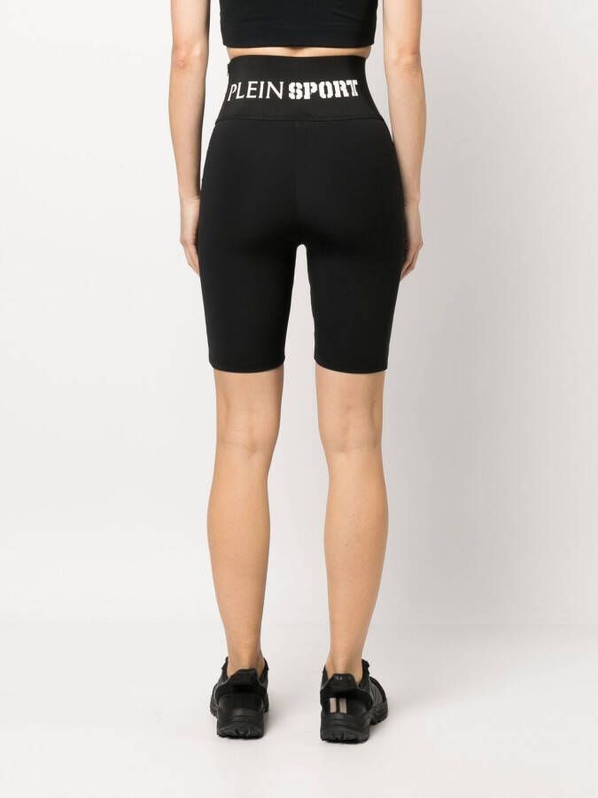 Plein Sport Fietsshorts met logoband Zwart