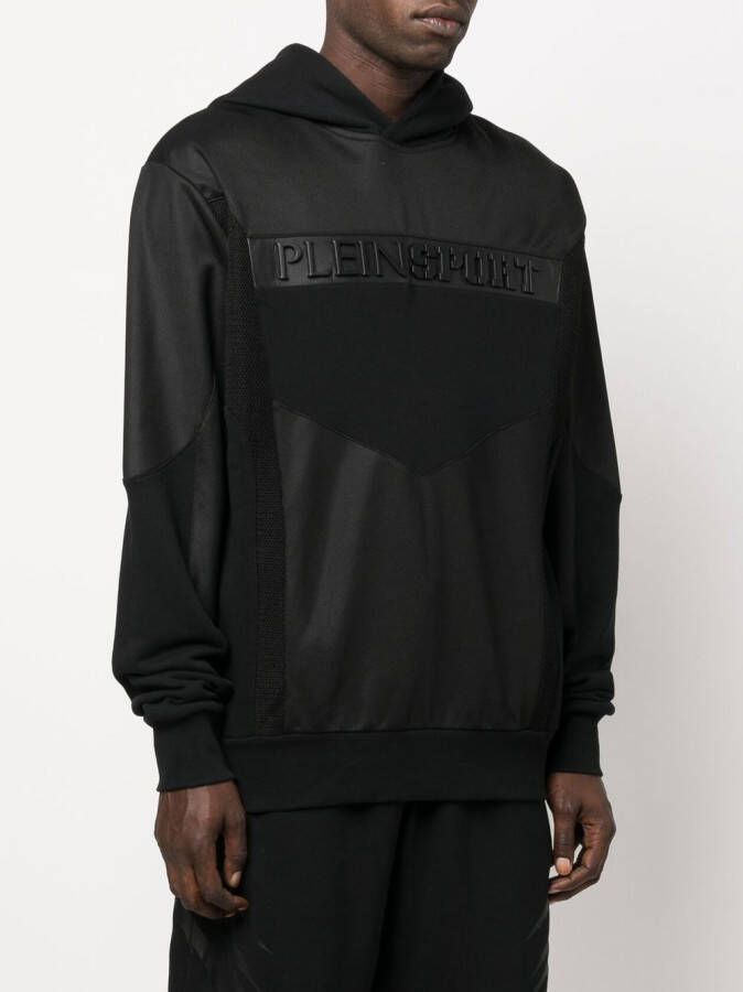 Plein Sport Hoodie met logo-reliëf Zwart