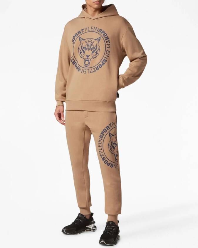 Plein Sport Hoodie met logoprint Bruin
