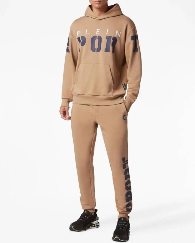 Plein Sport Hoodie met logoprint Bruin