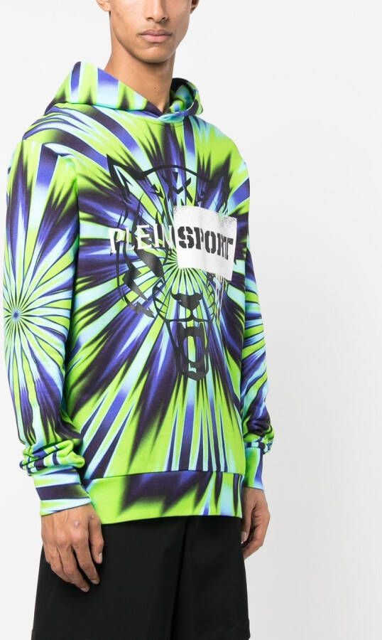 Plein Sport Hoodie met tie-dye print Groen