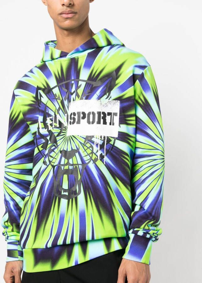 Plein Sport Hoodie met tie-dye print Groen