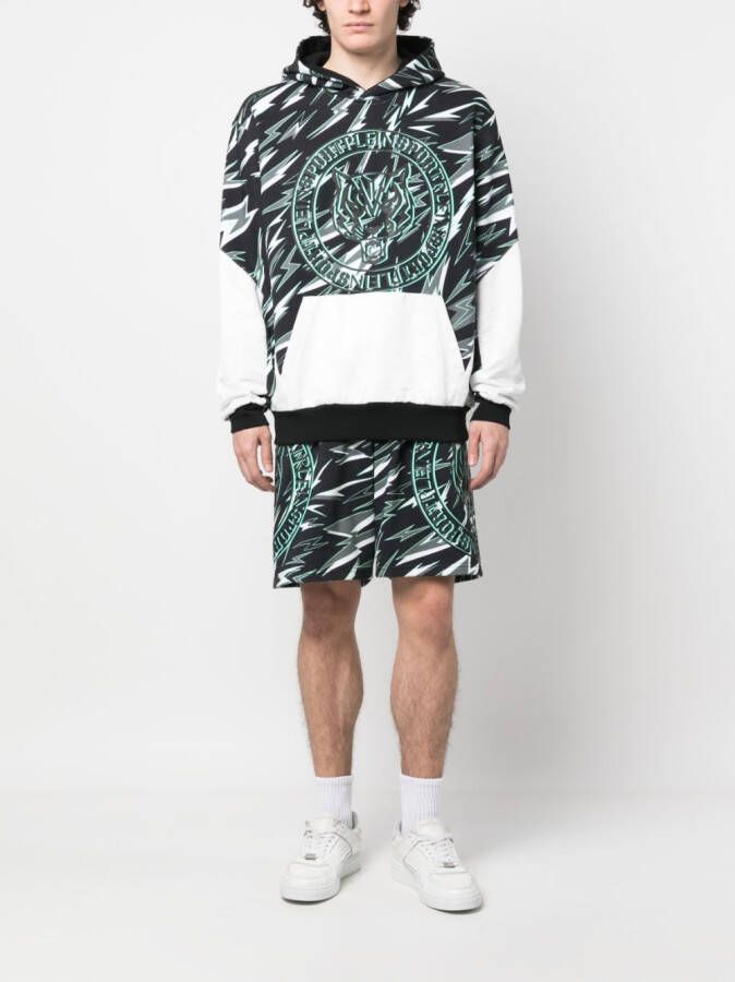 Plein Sport Hoodie met colourblock Zwart