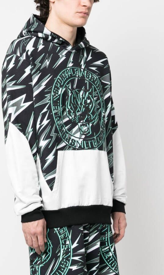 Plein Sport Hoodie met colourblock Zwart