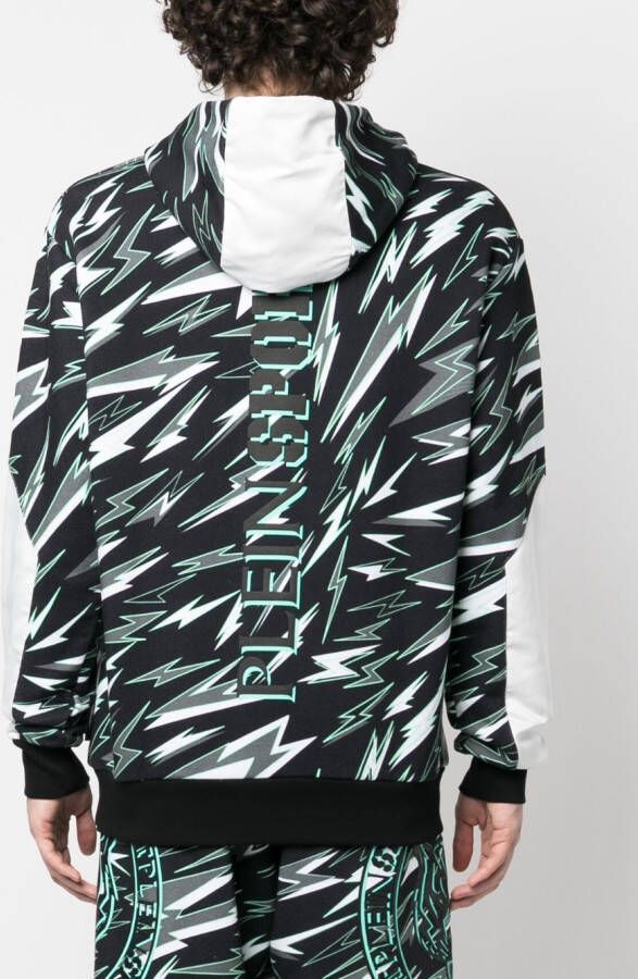 Plein Sport Hoodie met colourblock Zwart