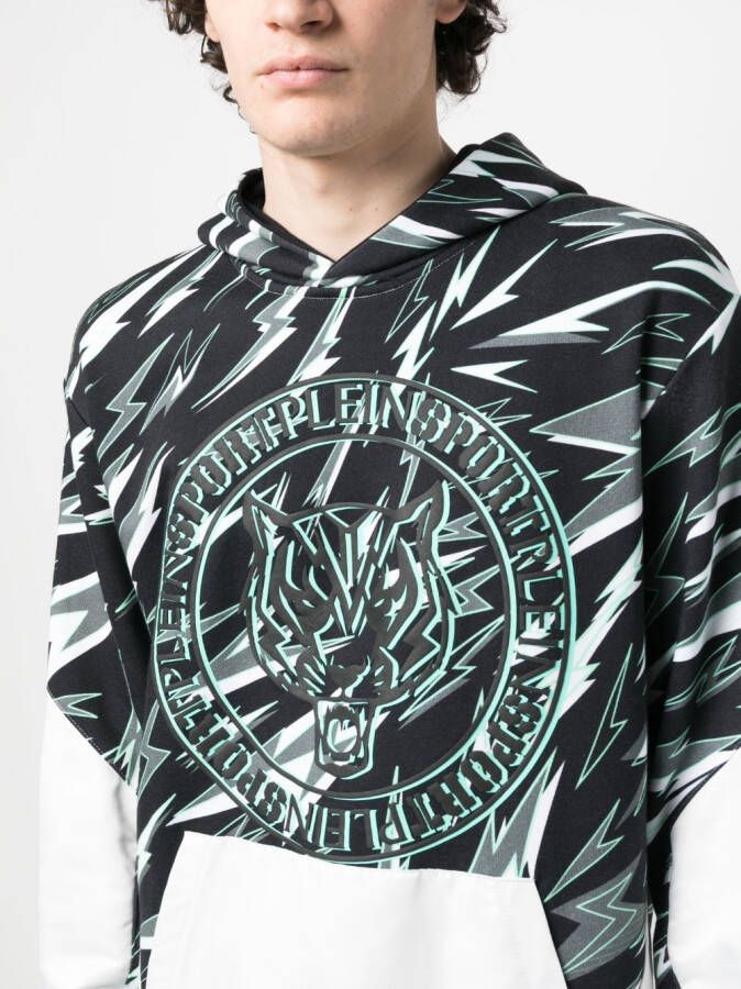 Plein Sport Hoodie met colourblock Zwart