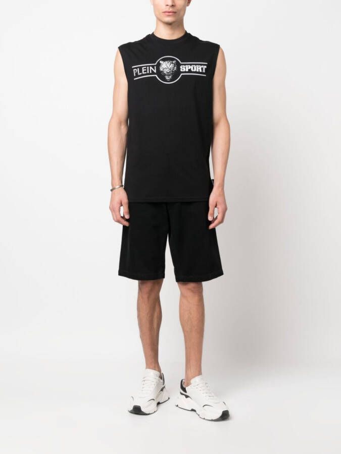 Plein Sport Tanktop met logoprint Zwart