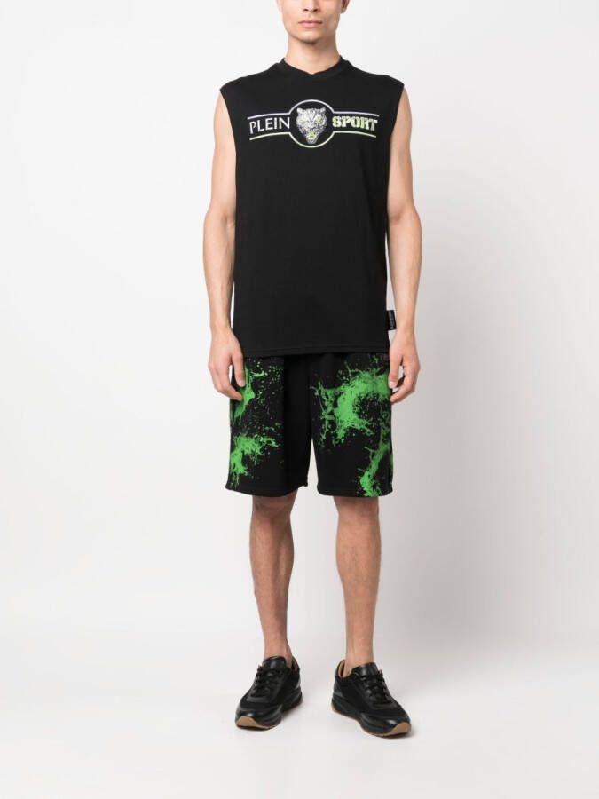 Plein Sport Tanktop met logoprint Zwart