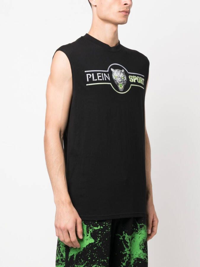 Plein Sport Tanktop met logoprint Zwart