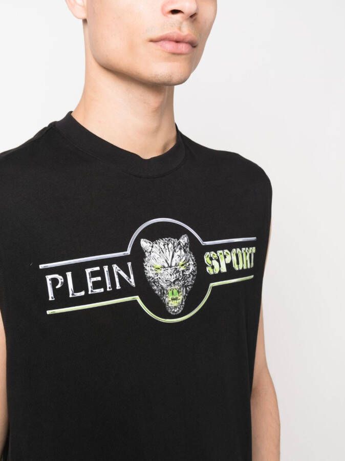 Plein Sport Tanktop met logoprint Zwart