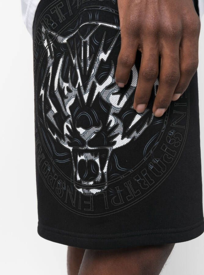 Plein Sport Trainingsshorts met logoprint Zwart