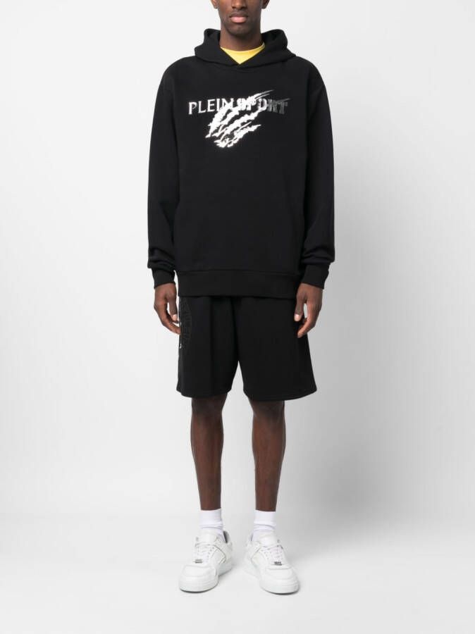 Plein Sport Hoodie met logoprint Zwart