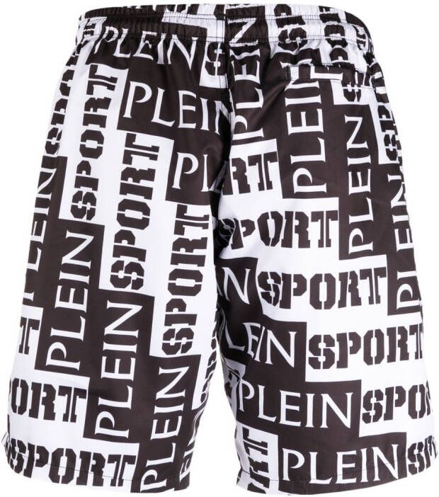 Plein Sport Zwembroek met logoprint Wit