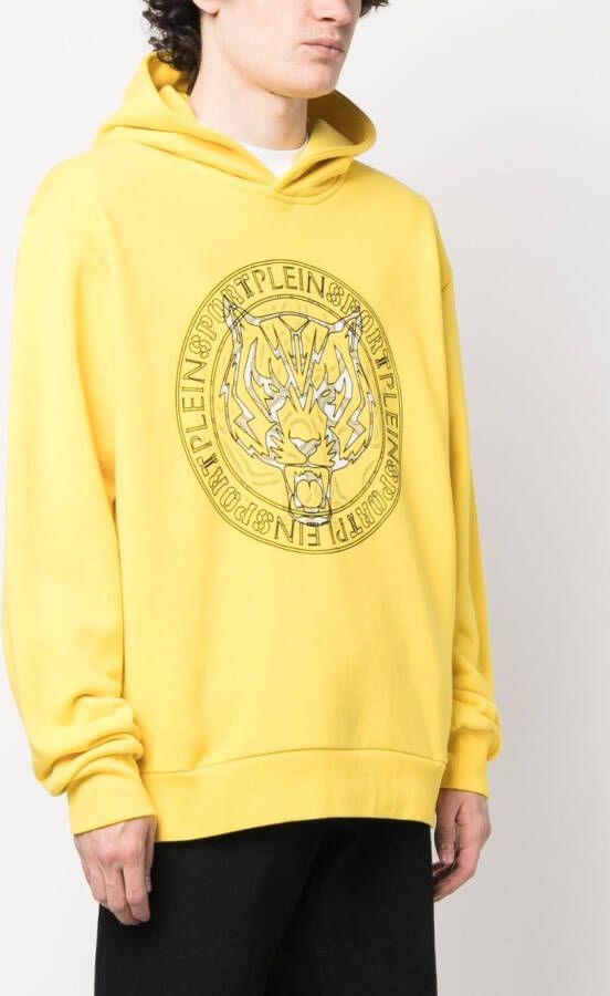 Plein Sport Hoodie met logoprint Geel