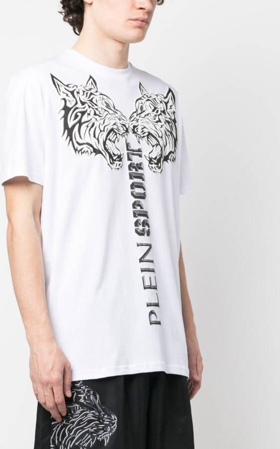 Plein Sport T-shirt met tijgerprint Wit