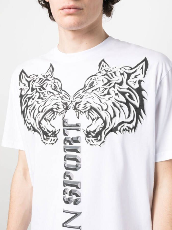Plein Sport T-shirt met tijgerprint Wit