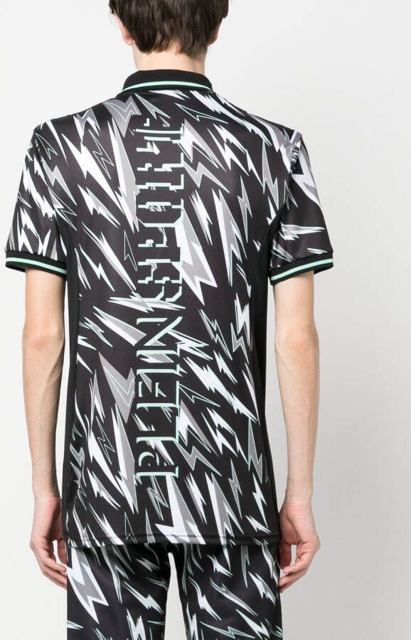 Plein Sport Poloshirt met bliksemflits print Zwart