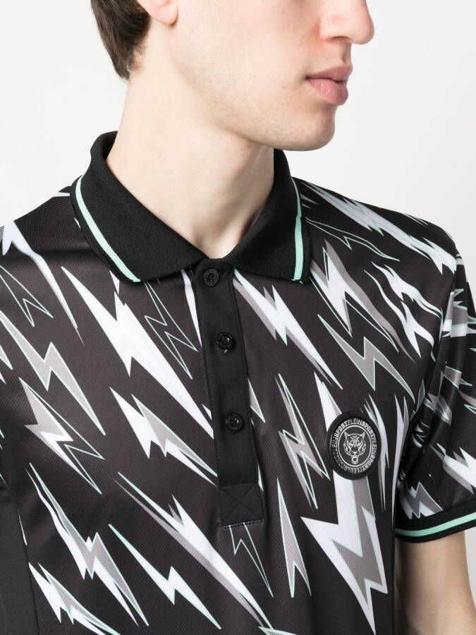 Plein Sport Poloshirt met bliksemflits print Zwart