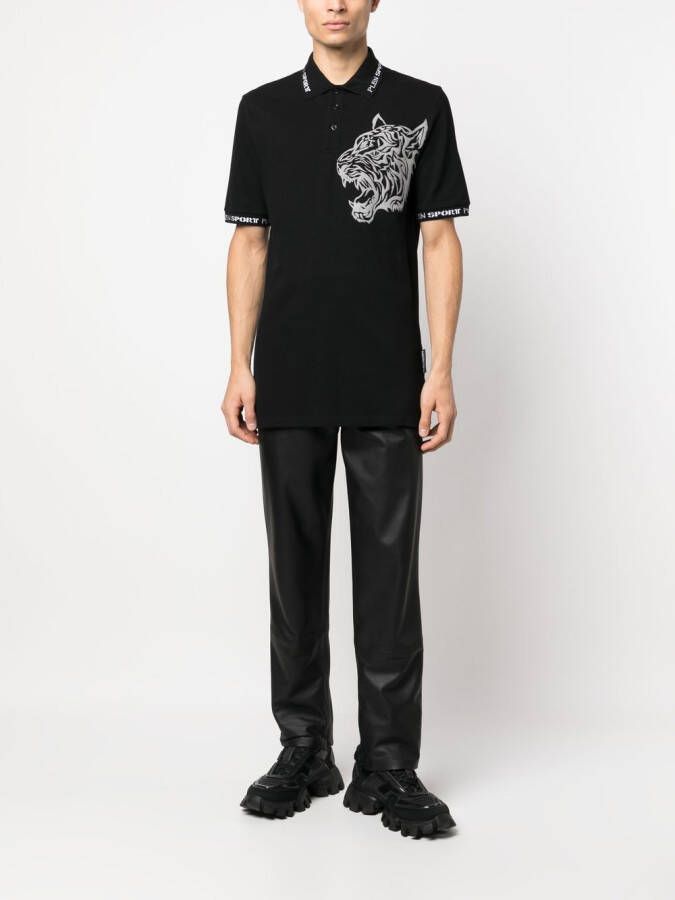 Plein Sport Poloshirt met tijgerprint Zwart