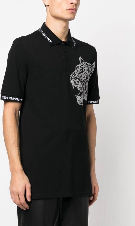 Plein Sport Poloshirt met tijgerprint Zwart