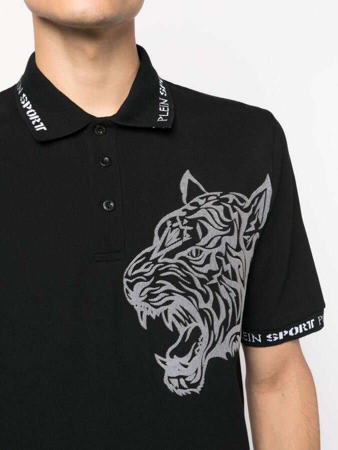 Plein Sport Poloshirt met tijgerprint Zwart