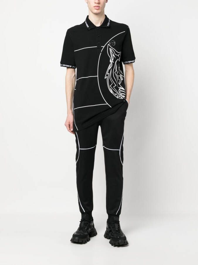 Plein Sport Poloshirt met tijgerprint Zwart