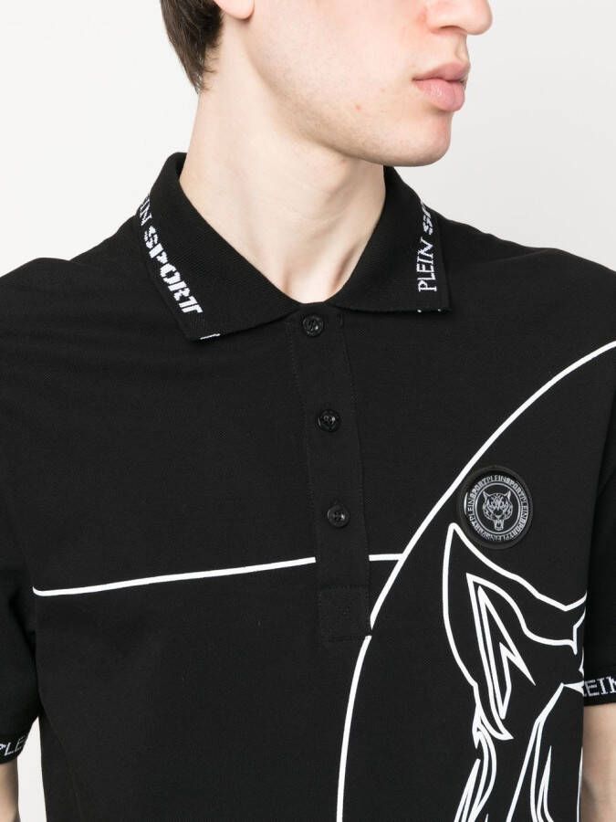 Plein Sport Poloshirt met tijgerprint Zwart
