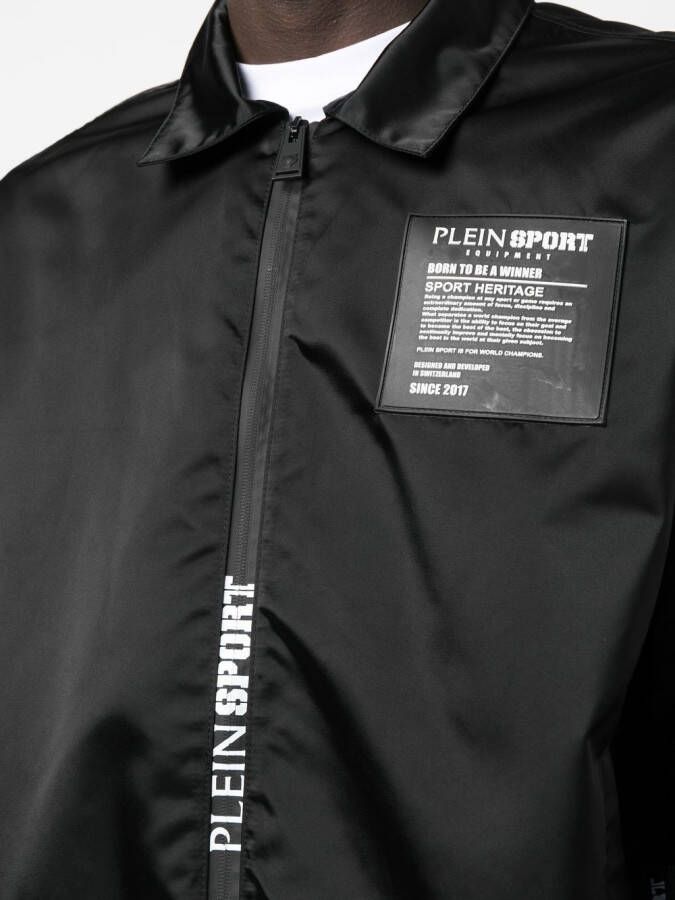 Plein Sport Shirtjack met logopatch Zwart