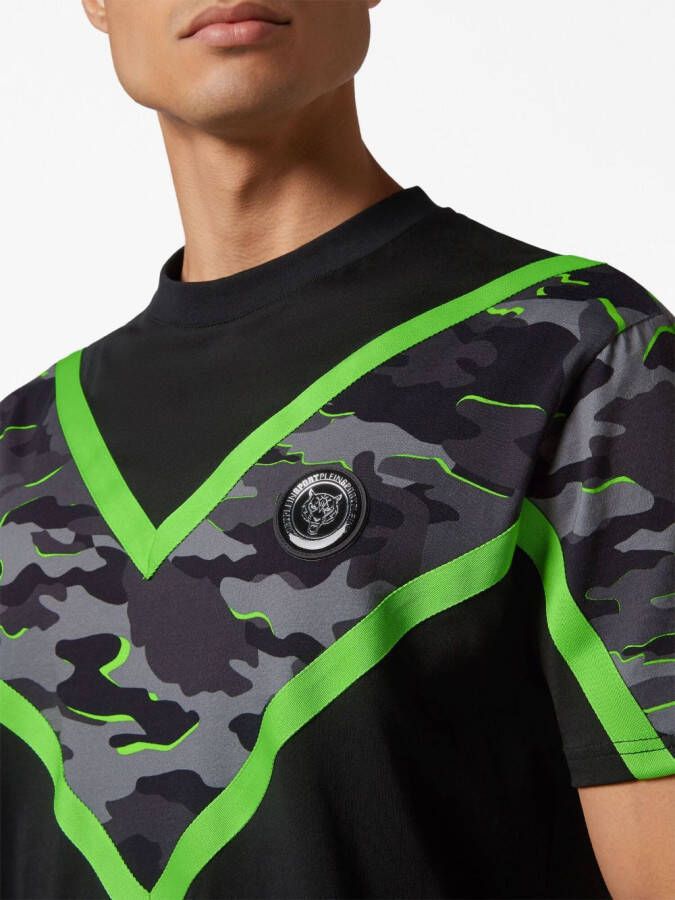 Plein Sport T-shirt met camouflageprint Zwart