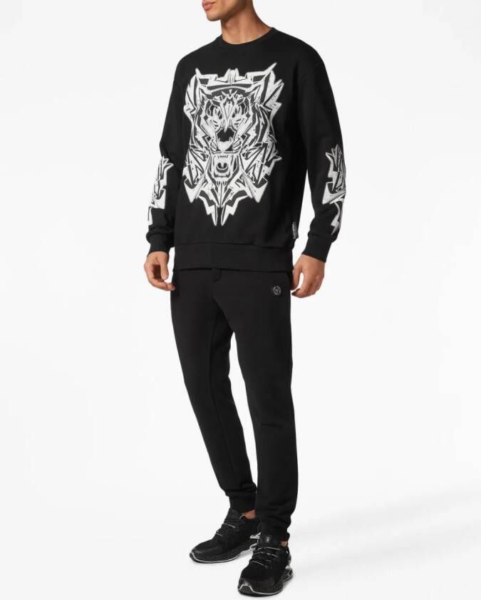 Plein Sport Sweater met logopatch Zwart