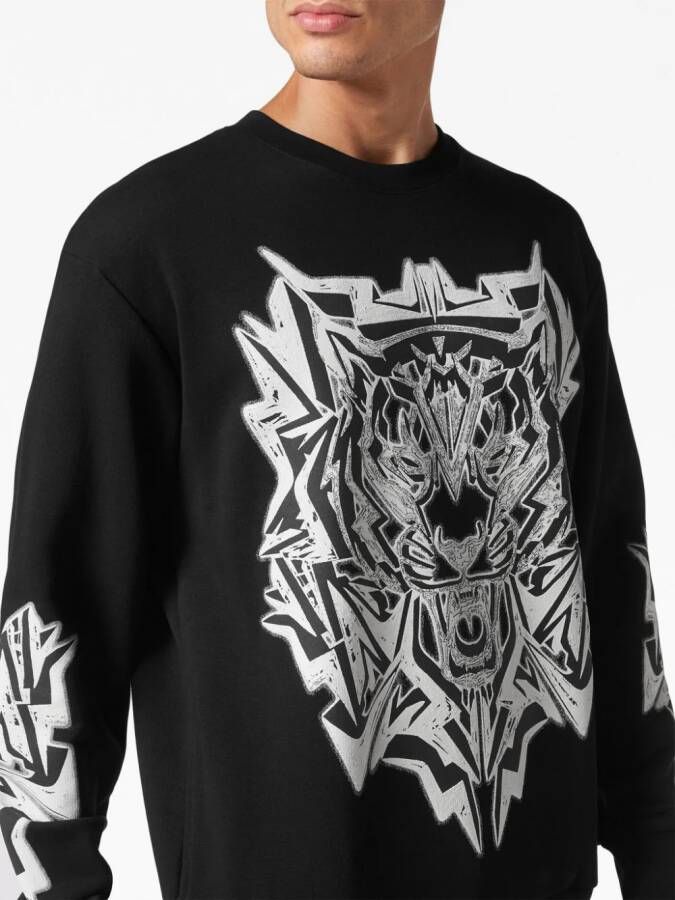Plein Sport Sweater met logopatch Zwart