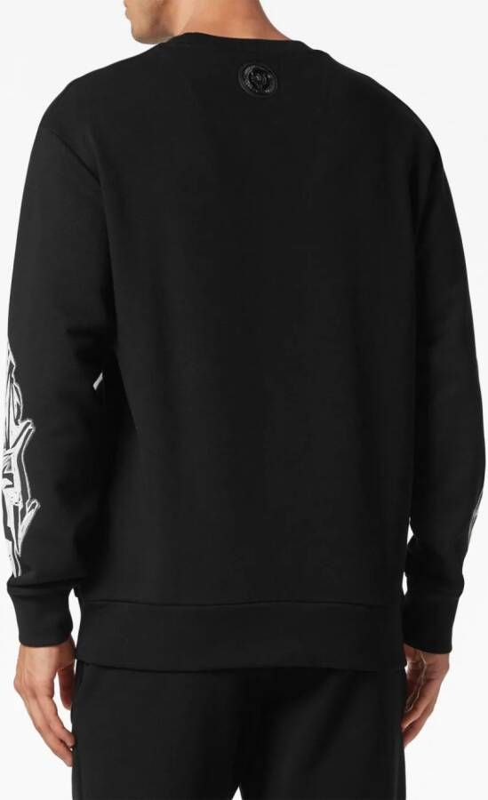 Plein Sport Sweater met logopatch Zwart