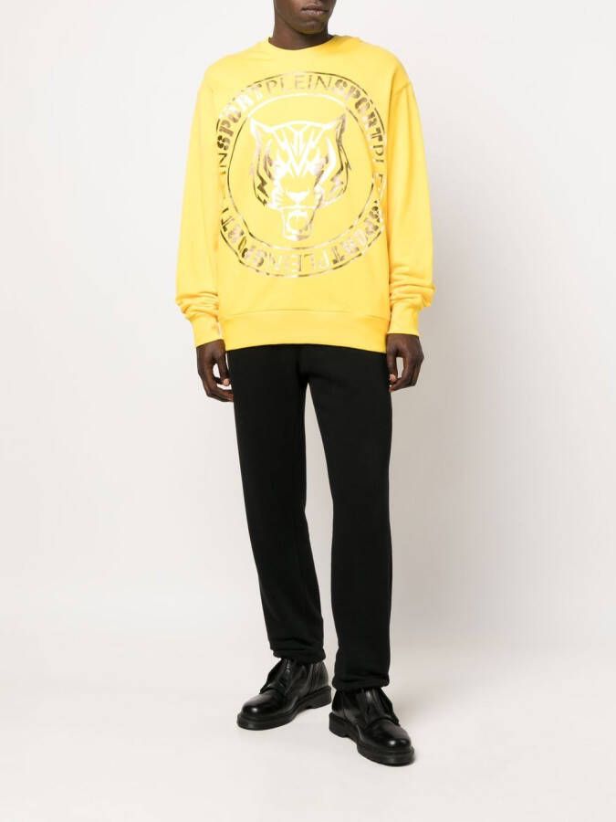 Plein Sport Sweater met logoprint Geel