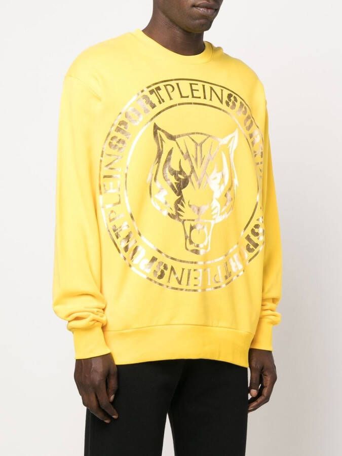 Plein Sport Sweater met logoprint Geel