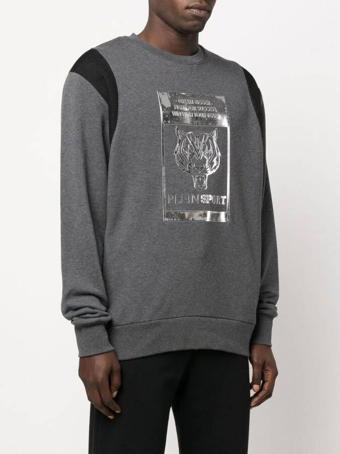 Plein Sport Sweater met logoprint Grijs